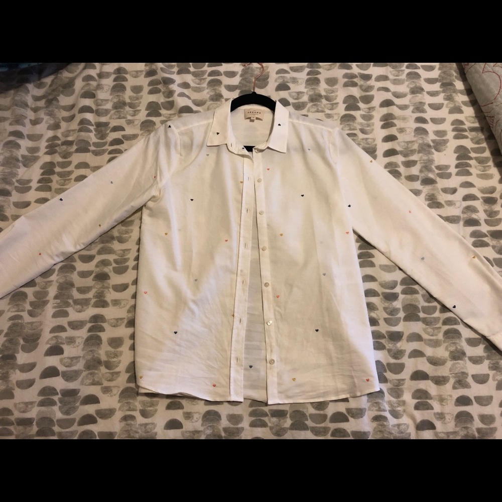 Sézane Pierre Heart Embroidered Shirt S/36